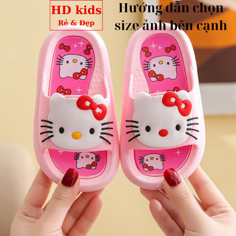 Dép lê hello kitty cho bé gái từ 2 đến 15 tuổi với chất liệu cao su non có đế mềm dẻo HD139
