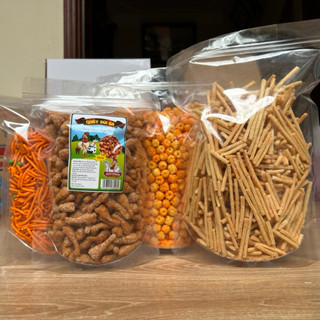 Combo 2Kg 4 Món Snack Bim Bim 4 Vị Khác Nhau Gồm Quẩy Đùi Gà Pho Mai, Nui Sấy, Ngó Sen, Tăm Đậu Hà Lan