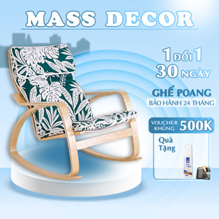 [DEAL_HOT] Ghế Poang Bập Bênh Thư Giãn, Khung Gỗ Bạch Dương Chắc Chắn, Đệm Êm Ái, Tựa Lưng Ergonomic