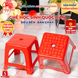 Combo 5-10 Ghế Nhựa đỏ học sinh, ngồi trà đá, mặt hoa có lỗ thoáng, CHÍNH HÃNG nhựa Thảo Long