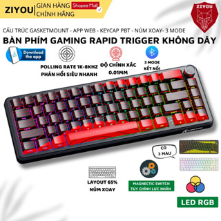 Bàn Phím Cơ Rapid Trigger Không Dây Ziyou Attack Shark X65HE PRO Led RGB, Polling Rate 8K