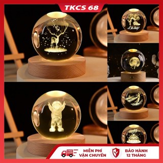 Đèn Ngủ Decor 3D Quả Cầu Pha Lê Phát Sáng Để Bàn,  Quà Lưu Niệm, Qùa Tặng Giáng Sinh, Bảo Hành 1 Năm