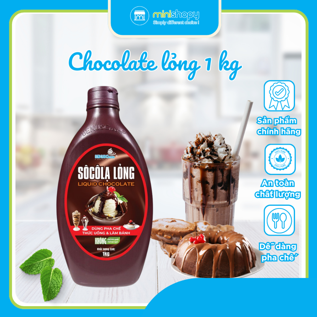 SÔCÔLA PHỦ ĐEN Benuscream 1 kg (socola dạng lỏng)