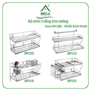Kệ chén 2 tầng treo tường Inox 304 PHÁT ĐẠT (nhiều size), úp chén bát dĩa (SP115.116.121.122)