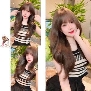 Tóc nguyên đầu xoăn dợn có mái 50-60cm CC93 - Tóc Giả Cao Cấp VyMy