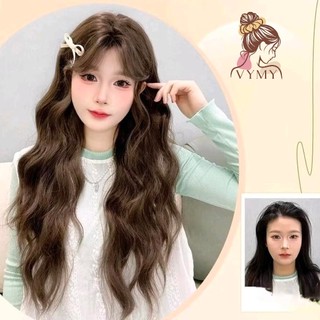 Tóc giả nguyên đầu dệt kim cao cấp dáng xù hippie 2 mái - Tóc Giả Cao Cấp VyMy