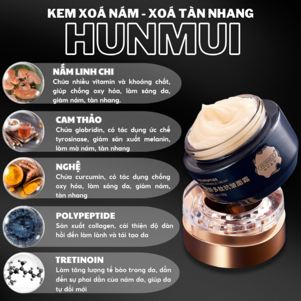Kem bôi xóa nhăn mờ nám Hunmui - Giúp cải thiện nếp nhăn, mờ nám tàn nhang, cho làn da tươi trẻ trắng sáng đều màu