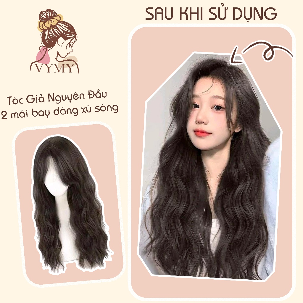 Tóc nguyên đầu 2 mái bay dáng xù sóng đẹp - Tóc Giả Cao Cấp VyMy