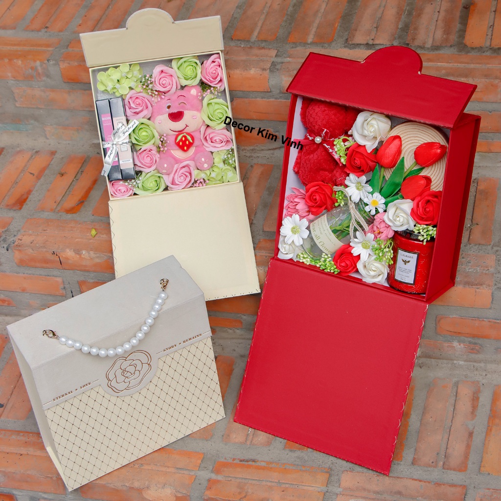 Hộp Quà Hộp Hoa QUA21 Quà Tặng Ý Nghĩa 8/3, Sinh Nhật, Valentine