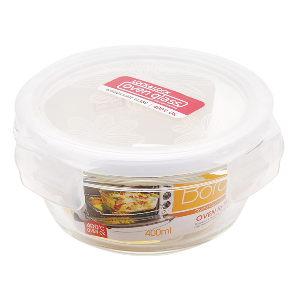 Hàng Chính hãng - Hộp thủy tinh hình tròn Lock&Lock LLG822 400ml (12x6,5cm)