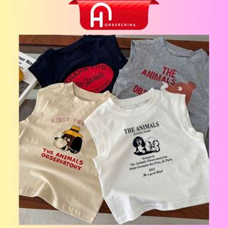 Set 4 áo 3 lỗ hoạ tiết in chữ in hình cún tone màu basic chất cotton cho bé - HNOrderChina