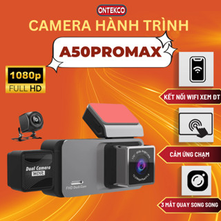 Camera hành trình ONTEKCO A50 Promax Camera ghi hình ô tô 1080p 3 ống kính trước sau và trong xe góc rộng 170 độ