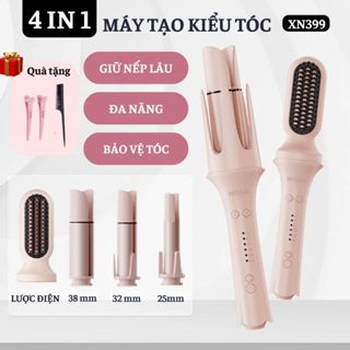 Máy uốn tóc 4in1 2025, Máy uốn tóc tự động tạo kiểu tóc xoăn lơi, Máy làm xoăn kèm Lược điện
