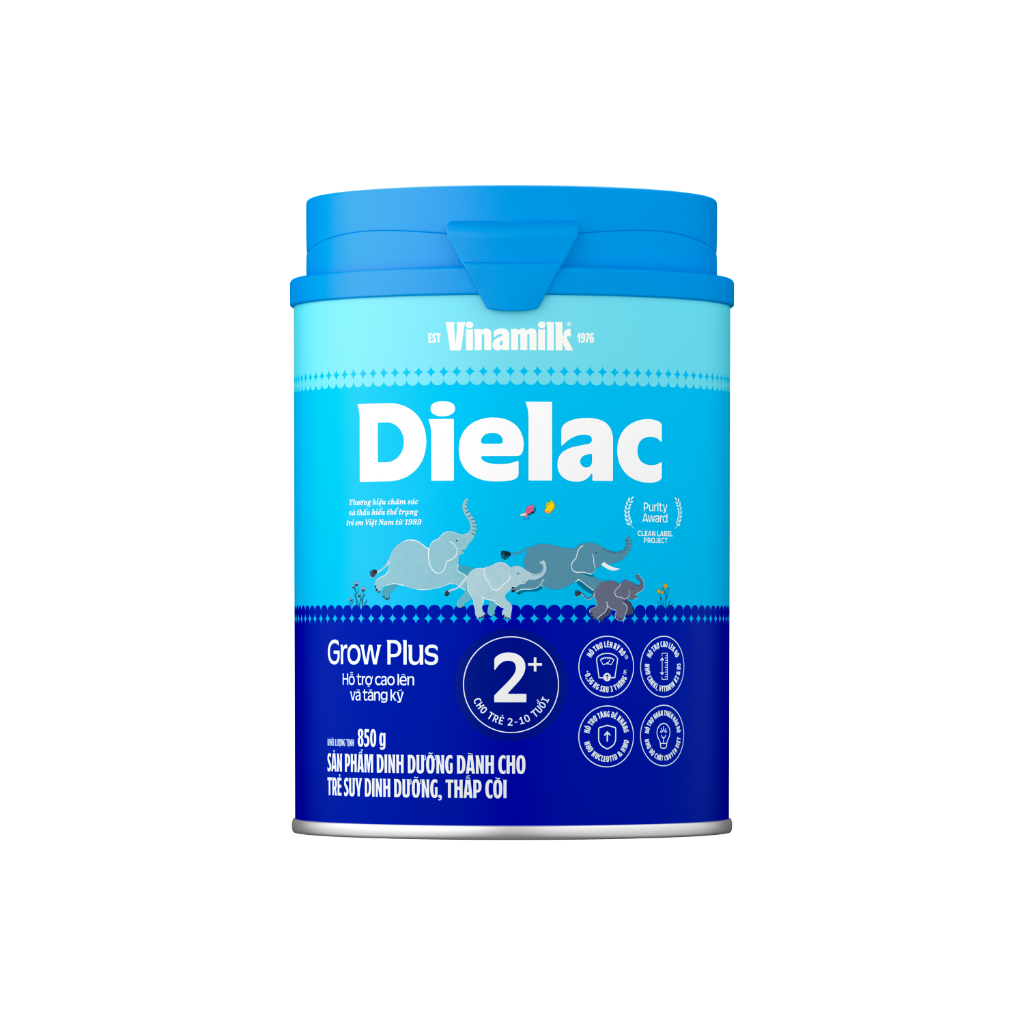 [Mẫu Mới] Sữa Bột Dielac Grow Plus 2+ HT 850g (Sữa Non)