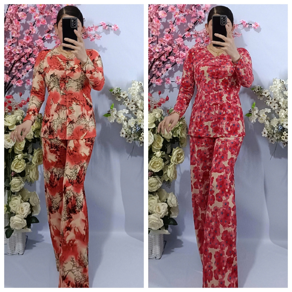 Bộ Bà Ba Bông Nút Thắt Ống Rộng