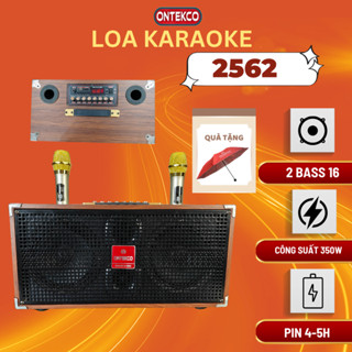 Loa karaoke hát gia đình ONTEKCO A300/2562 vỏ gỗ, dàn karaoke mini tặng 02 micro không dây chống hú