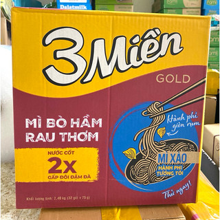 Thùng 30 gói  Mì Tôm 3 Miền 65g/75g(Bò Hầm Rau Thơm).