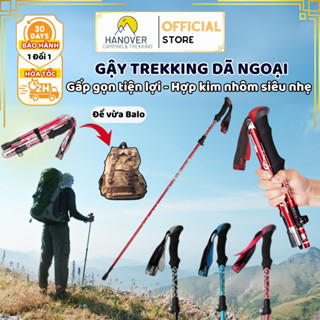 Gậy leo núi trekking gấp gọn hợp kim nhôm cao cấp siêu nhẹ, gậy đi bộ dã ngoại chống trơn trượt