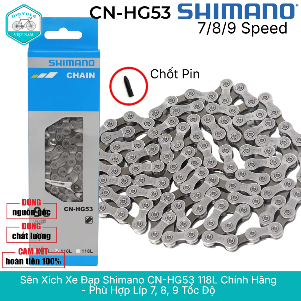 Sên Xích Xe Đạp SHIMANO CN HG53 118L 7/8/9 Speed – Fullbox Hàng Chính Hãng