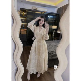  Váy nữ dáng dài váy ren hàng cúc ngọc váy nữ cao cấp váy dự tiệc cưới sang chảnh shop HN DESIGN 