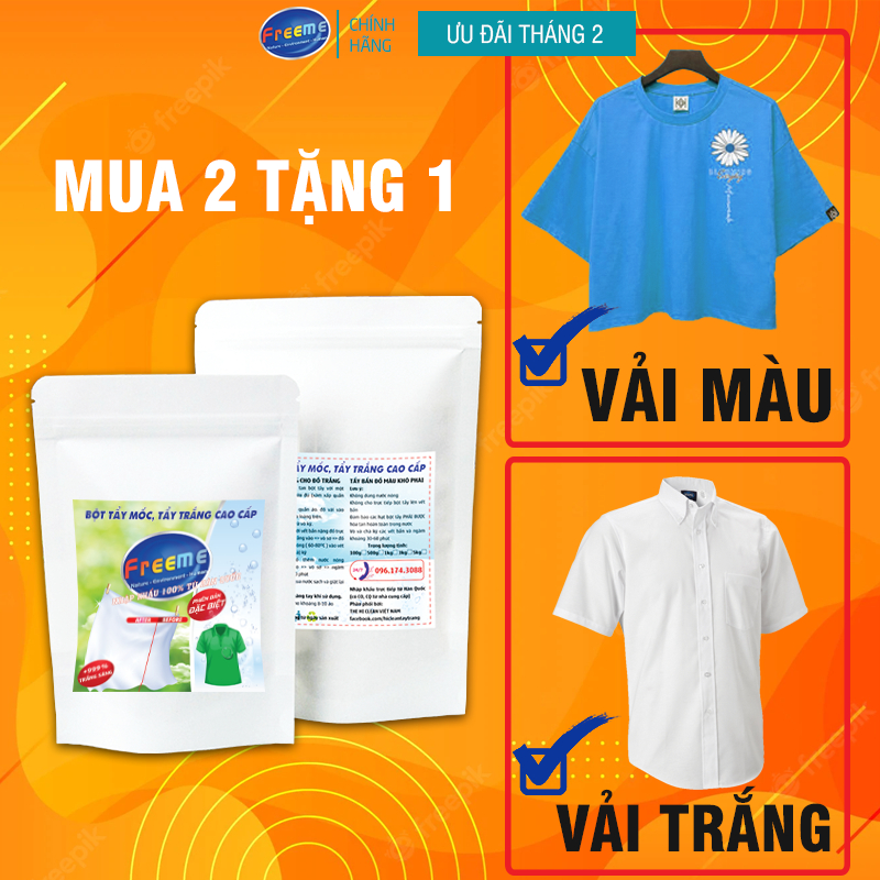 Tẩy trắng quần áo màu áo trắng Freeme không mùi tẩy mốc nhựa cây ố vàng trên quần áo