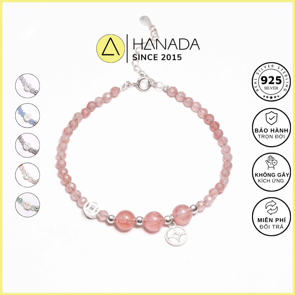   BH TRỌN ĐỜI  Lắc tay Bạc 925 Hanada Phối Đá Charm May Mắn Tài Lộc  Vòng Tay Quà Tặng ,Mang hằng ngày 2323 G17 