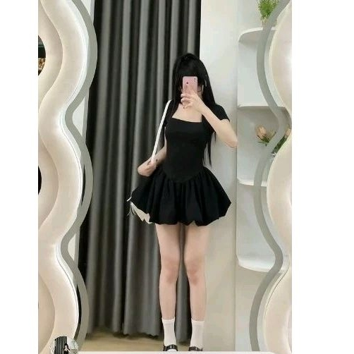 Đầm bí dáng bồng tiểu thư form xòe, váy nữ xinh cổ U dáng ngắn tay ngắn - 25 Store | BigBuy360 - bigbuy360.vn