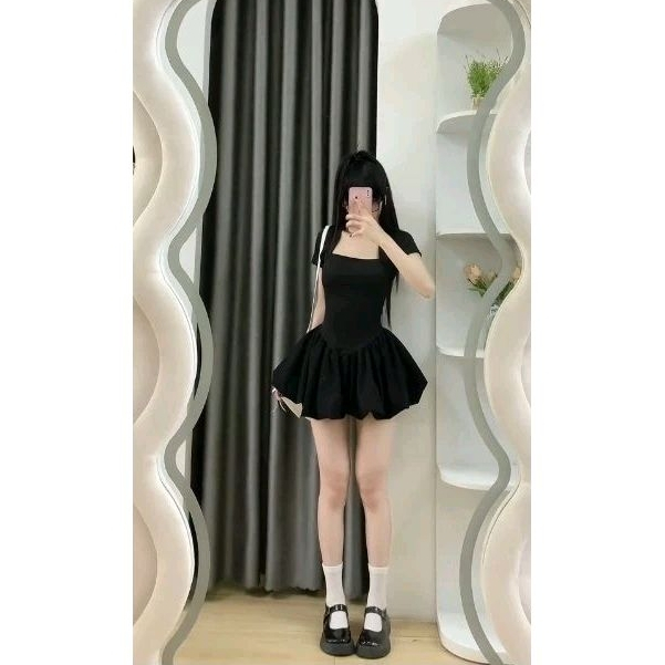 Đầm bí dáng bồng tiểu thư form xòe, váy nữ xinh cổ U dáng ngắn tay ngắn - 25 Store | BigBuy360 - bigbuy360.vn