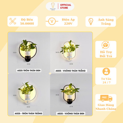 Đèn Tường Energy Green Lighting Chậu Cây Xanh A025 - Decor Trang Trí Không Gian Sống - BH 2 Năm