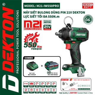 [Tặng DV1] Máy siết bulong pin DEKTON M21-IW550PRO, Không chổi than 550Nm, 4 Tốc độ