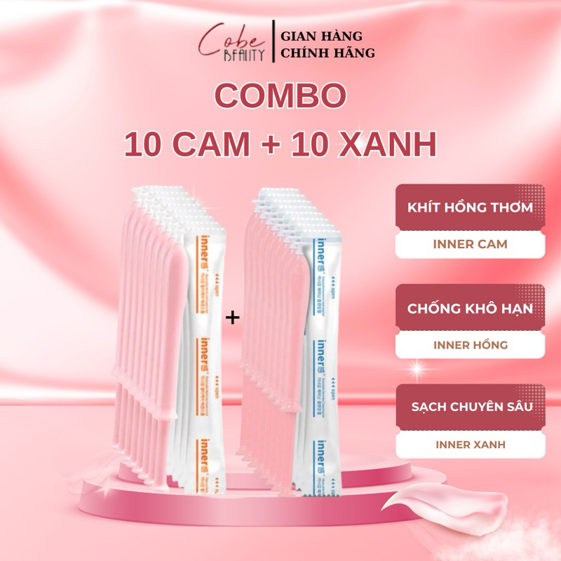[10 cam + 10 xanh] Đũa Thần Inner Gel Dưỡng Vùng Kín WETTRUST INNERGARM Disposable Multicare Essence