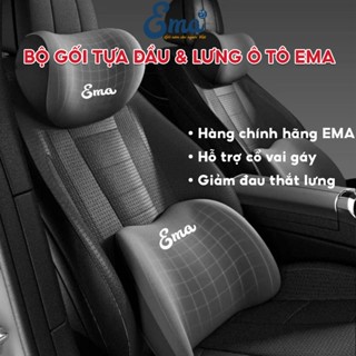  Bộ gối tựa đầu lưng ô tô chính hãng EMA chất liệu cao su non cao cấp vỏ cotton siêu thoáng BH 1 năm 