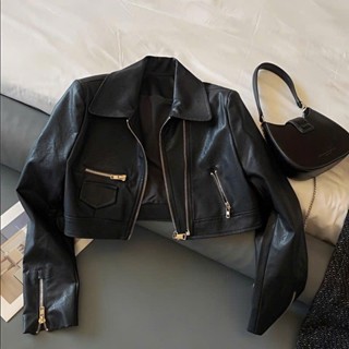 Áo Da Biker Nữ Croptop AGUSS - Áo Khoác Da Phong Cách Đường Phố Cao Cấp