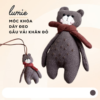 Gấu Vải Handmade Dùng Làm Móc Khóa Dây Đeo Cổ Trang Trí Balo Túi Xách Phong Cách Vintage Cottagecore