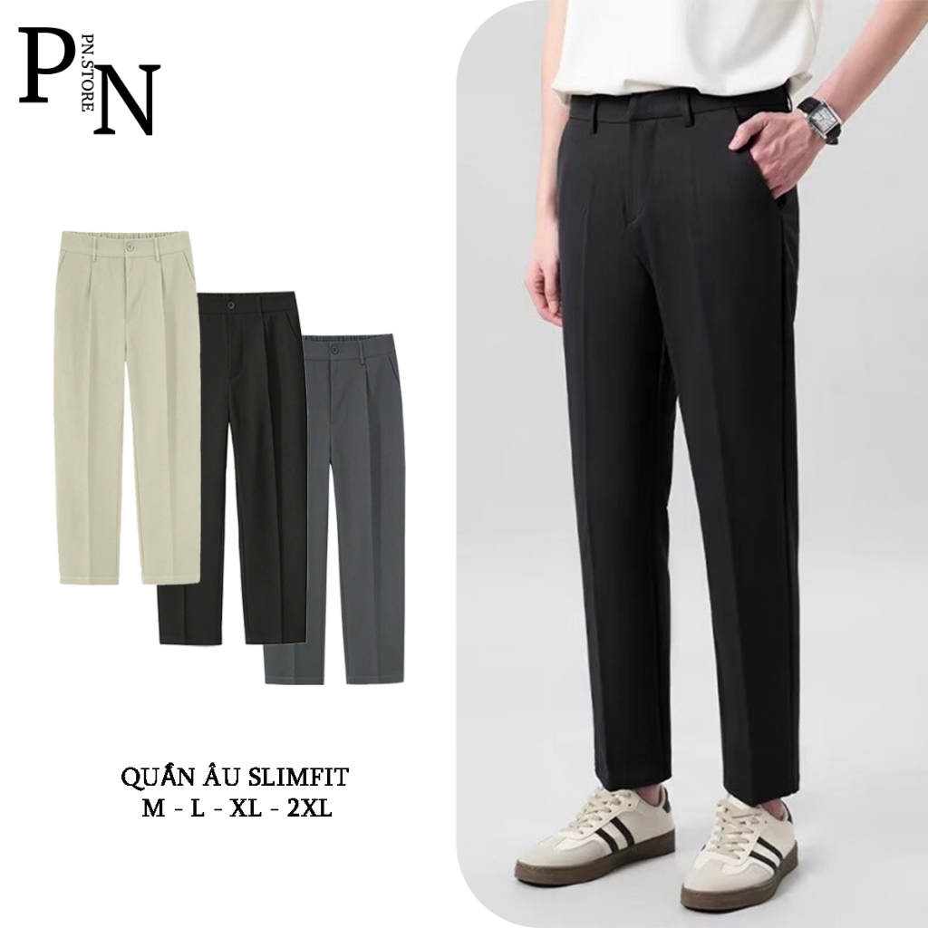 Quần tây nam hàn quốc ống côn slimfit công sở vải tuyết hàn co giãn dày dặn PN STORE QA1