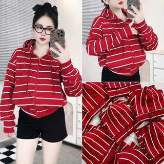 QUỲNH NHI - Áo khoác gân sọc 6 túi, nón to, vải dày mềm êm, túi trong khoá kéo, màu đẹp