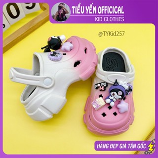 Giày dép trẻ em, Dép sục bé gái kèm charm cài hoạt hình kuromi  G257 | Tiểu Yến KID