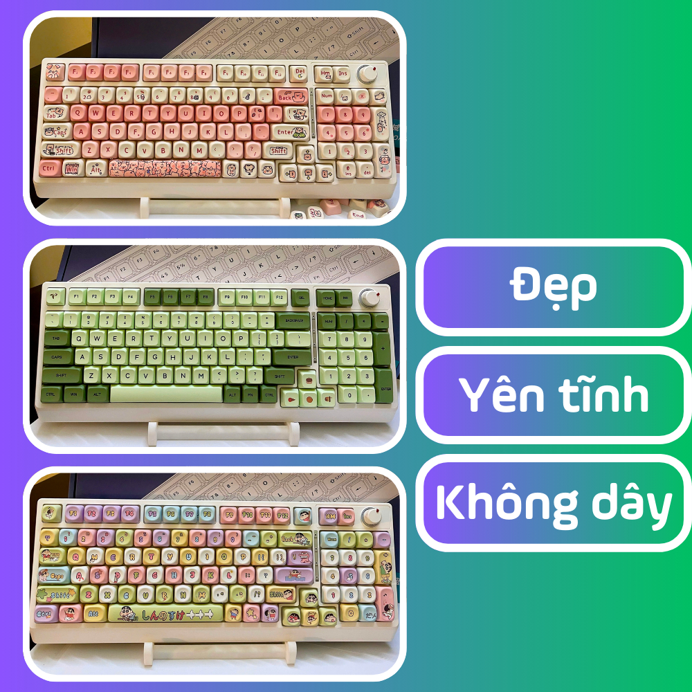 Bàn phím cơ không dây H98 với Red switch gõ êm, tiếng nhỏ, dùng được cho văn phòng