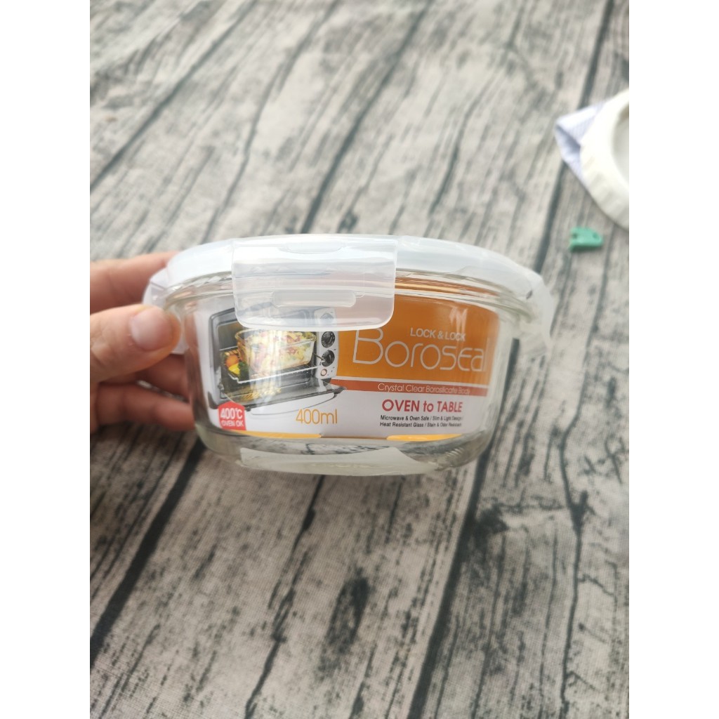 Hàng Chính hãng - Hộp thủy tinh hình tròn Lock&Lock LLG822 400ml (12x6,5cm)