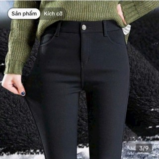 Quần Jean Nữ Legged Ka Ki Ống Ôm Co Giãn Tốt Lưng Cao Cạp Kéo Khóa - Màu đen