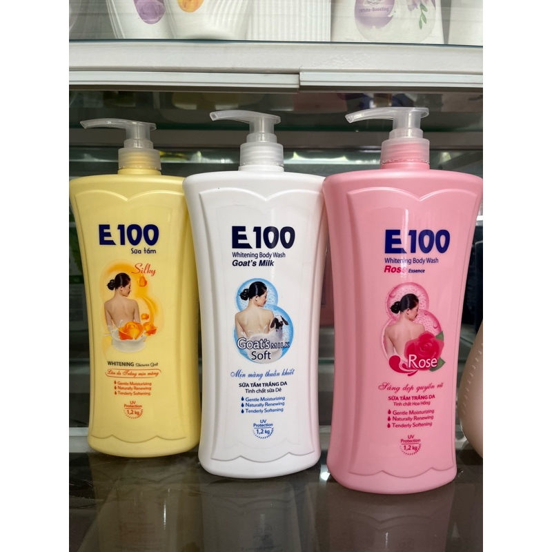 Sữa tắm E100 Vàng, Hồng, Tím chai vòi 1200ml