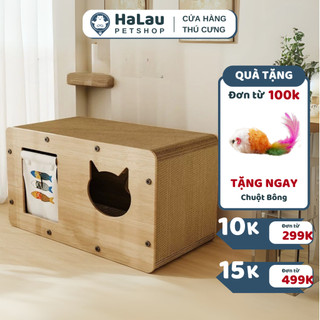 Ổ cào móng cho mèo, ổ cào móng giấy, khung gỗ chắc chắn bảo vệ nội thất HALAU Petshop OD072.