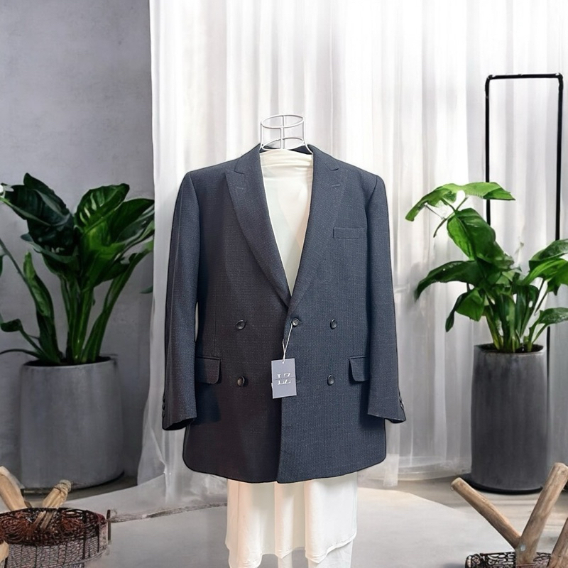 BLAZER2HAND đen ánh xám độn vai đứng form