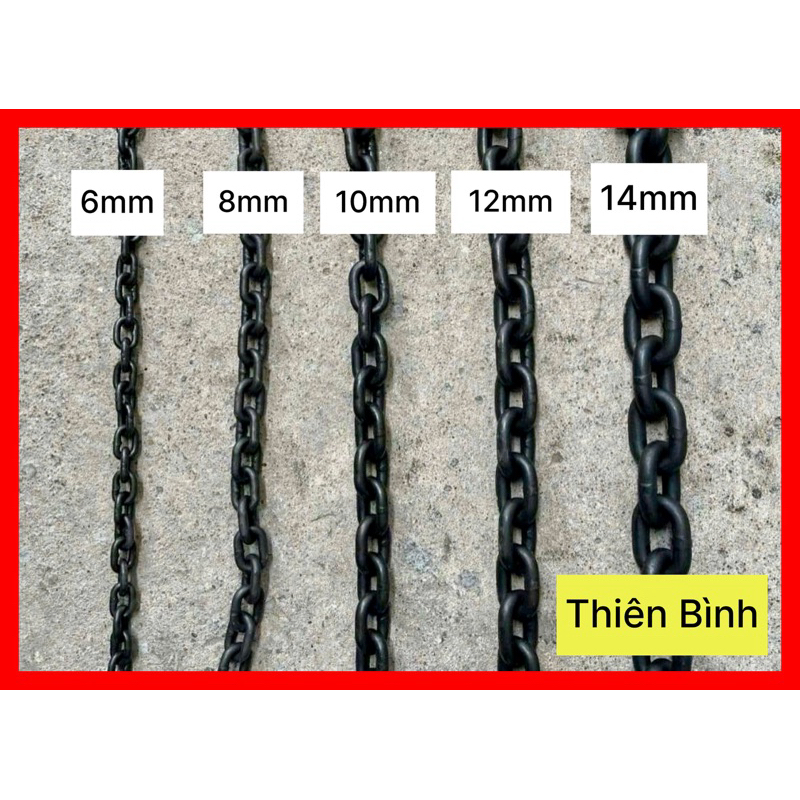 Xích Thép Cẩu Hàng 6 li - 8 li - 10 li - 12 li