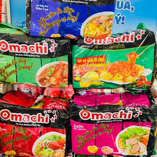  Set 5 Gói Mì Tôm Omachi Xốt Bò Hầm Sườn Hầm Spaghetti Tôm chua cay 80g 
