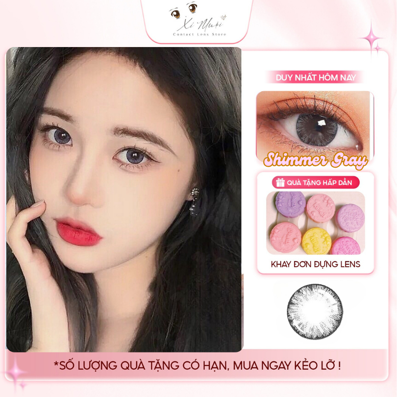 Lens mắt kính áp tròng màu xám giãn to Shimmer