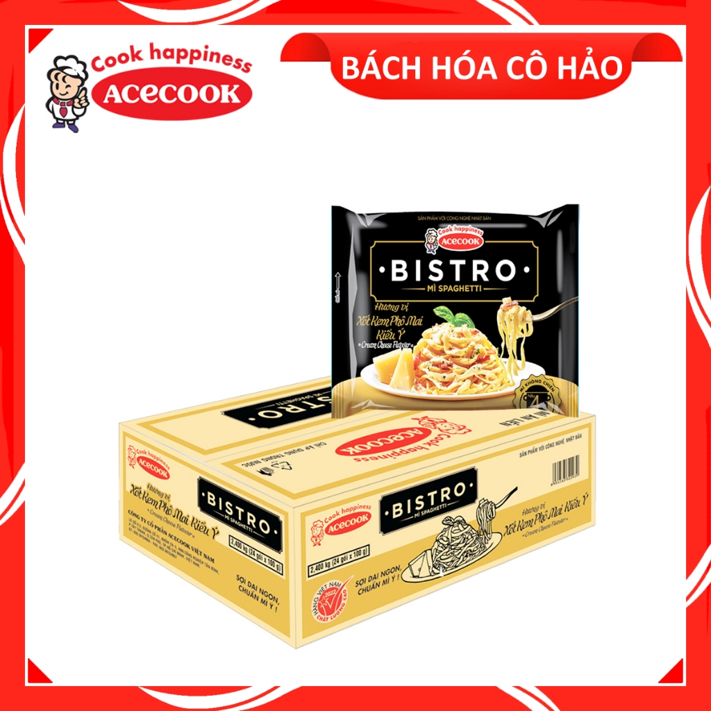 THÙNG 24 GÓI MÌ SPAGHETTI XỐT KEM PHÔ MAI KIỂU Ý ITALIAN CREAM CHEESE SAUCE BISTRO ACECOOK