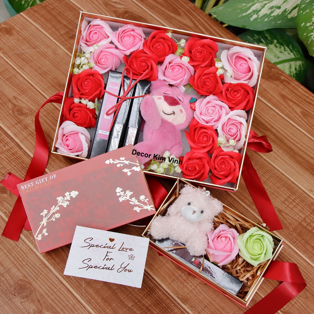 Hộp Quà Hộp Hoa QUA25 Quà Tặng Ý Nghĩa 8/3, Sinh Nhật, Valentine