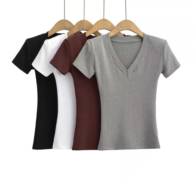 [VẢI MỊN] ÁO CỘC TAY CỔ TIM vải COTTON BOZIP co giãn 4 chiều ôm body siêu tôn dáng nữ m998 Lenogi ngocbichninhhiep | BigBuy360 - bigbuy360.vn