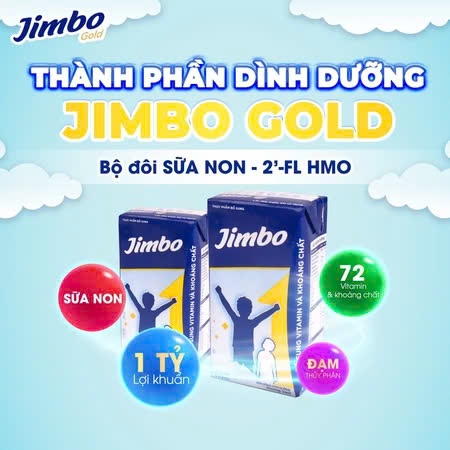 Sữa Nước Tăng Cân Jimbo Gold 110ML Thùng 48 Hộp Pha Sẵn Cho Trẻ Từ 2 Đến 18 Tuổi